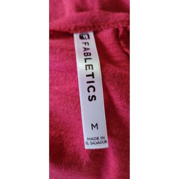 Fabletics Long-Sleeve T-Shirt Medium Casual Raspberry Red Open Back - Picture 3 of 4